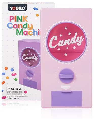 YOBRO Retro-Süßigkeitenspender, Trockenfutterautomat - Kaugummi- & Nussspender, Snackspender für Kaffeebohnen-Nüsse, Spaß-Verkaufsautomat für Zuhause oder Büro, 3+JAHRE. (Rosa)