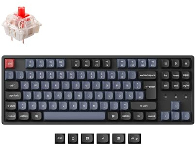Keychron K8 Pro QMK/VIA Custom Wireless Mechanische Tastatur, Hot-Swap Aluminiumrahmen TKL ISO-DE-Layout Programmierbare Tastatur RGB-Hintergrundbeleuchtung,Gateron G Pro Roter Switch