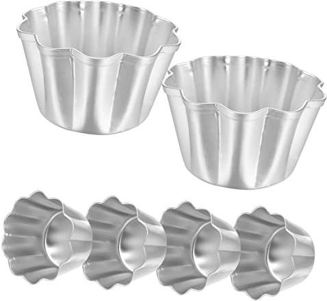Alipis 6pcs Non-Stick Aluminum Alloy Baking Molds for Cake and Small Pudding Molds, Temperature Resistant and Easy to Clean, for Home and Professional Cake Shop Baking