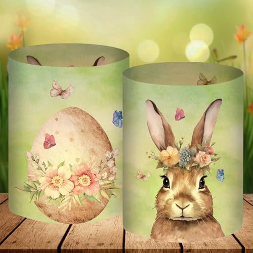 12 Windlicht Tischdeko, Ostern Deko Tisch, Modern Dekoration Frühlingsdeko, Osterdekoration Osterdeko Innen, Deko Frühling Grün, Ostergeschenke, kleine Ostern Geschenke, für Teelichter oder Kerzen