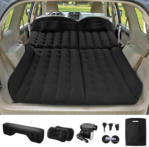 YOOHBERRYS Materasso Auto, 200 * 125cm Materasso ad Aria SUV con Pompa ad Aria e 2 Cuscini, Materassino ad Aria Gonfiabile per Auto Ispessito Floccato per Viaggi, Campeggio (200 * 125cm)