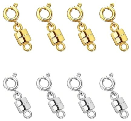 8 PCS Magnetic Necklace Fasteners for Clasps, Magnetic Jewellery Clasps, for Jewelry Bracelet Necklace Making(Gold/Silver)