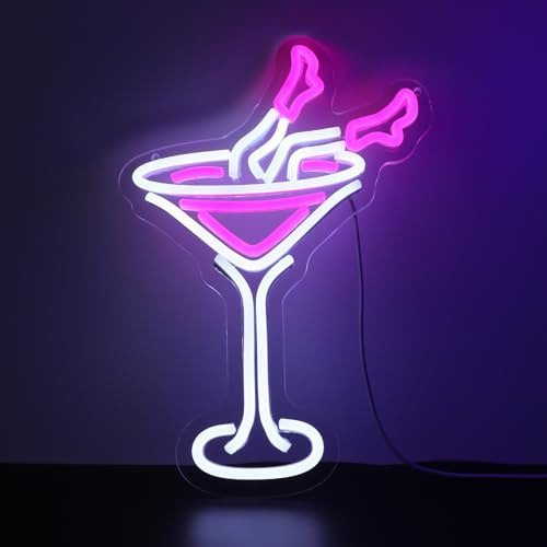 WIOSOUL Panneau néon à intensité variable pour décoration murale, 24 x 35 cm, panneau lumineux LED avec alimentation USB pour bar, salon, fête, pub (cocktail)