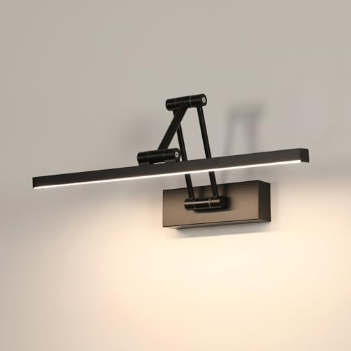 DAXGD LED Lampada Specchio Bagno 40CM, 9W 1080LM Luce Specchio Bagno Girevole di 180°, Moderno Applique Bagno Specchio In Alluminio, Luz Natural 4500K, Nero