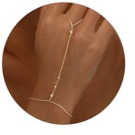 Dochais Armband Damen Silber Gold,14K Weißgold/Gold beschichtet, Zarte Handgelenk-Finger-Kette, Trendiger Ring Armreif, Charmes Stapelbarer Adjustierbarer Armbänder Geschenk für Frauen Mädchen SetA