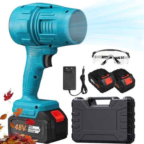 Soplador De Aire Potente, Soplador De Hojas Bateria, PortáTil Soplador Turbo Jet, Soplador Aspirador De Hojas con Bateria, para Patio, CéSped Y Hojas Que Soplan (Blue)