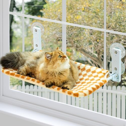 EDAGNY Foldable Cat Window Hammock Removable Mat Sturdy Orange M