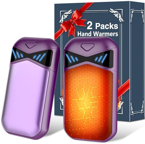 DDKJ USB Handwärmer Wiederverwendbar, Split 2 Pack Elektrische Taschenwärmer Schnelles Aufheizen, 7000mAh Hand Wärmer Elektrisch 3 Wärmestufen Maximal 55°C Wintergeschenk für Outdoor, Wandern Lila