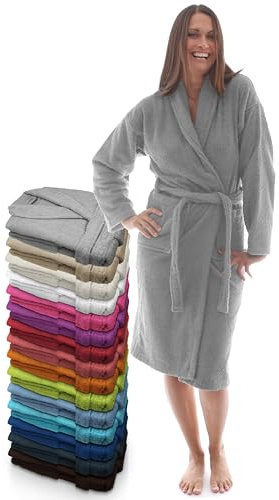 LEBENGOOD Albornoz Mujer 100% Algodón OEKO-TEX, Toalla Rizo Americano 450 gsm, Albornoces Juveniles, Ducha, Piscina, Bata Baño, Unisex,Hombre, Tallas S M L XL XXL 3XL (M, Acero)