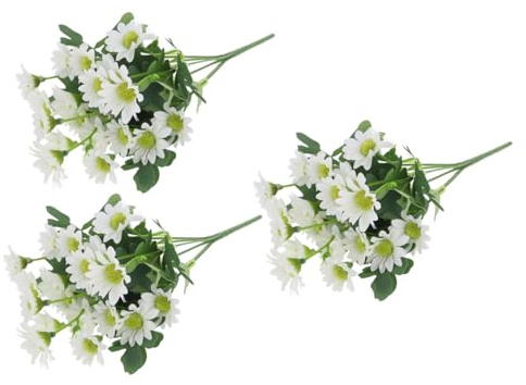 DECORNIJIA 3 pezzi Bouquet di Margherite Artificiali Realistici Decorazione Casa Senza Manutenzione Fiori Sintetici Resistenti e Delicati per Soggiorno e Camera da Letto