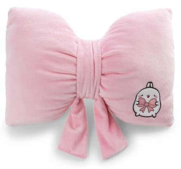 NICI Kissen MOLANG Schleife 40x28cm - rosa - 62788 | Flauschiges NICI Kuscheltier Kissen für Kinder und Erwachsene, Plüschkissen ideal für Zuhause, Kindergarten oder unterwegs