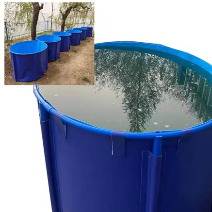 Pool Above Ground Round Canvas Fish Pond Pool with Metal Bracket Rain Barrel Children's Pool Fish Tank for Breeding Koi Agricultural, Easy to Install (Color : Blue, Size : 2X0.8M/