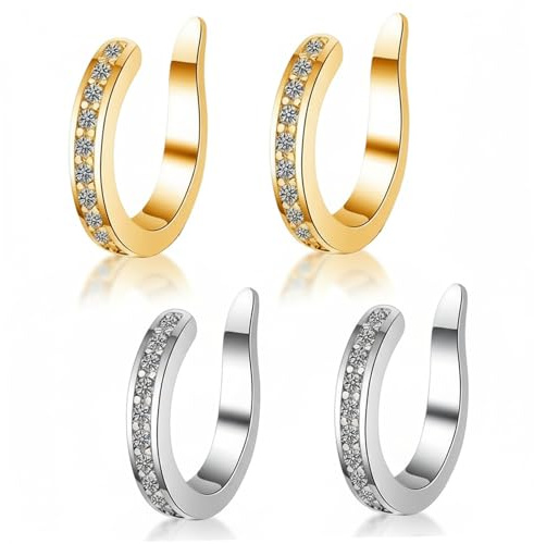2 st öronkorrigeringsklämma minimalistiska öronmanschetter icke-piercing, zirkonium läckra guld- och silverklättrare för vardagskläder, inredning