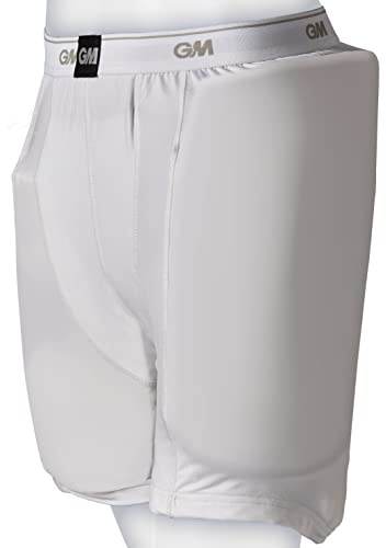 Gunn & Moore GM | Cricket Protective Shorts | 909 | Special Blend Stretch Cotton with Elastic Waist for Comfort Fit | Integral Pouch for Box Abdo Guard | White | X-Large Adult for Waist 37-38