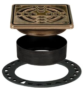 Schluter Kerdi-Drain Classic Shower Grate Kit with Integrated Slope Bonding Flange - Ideal for Tile Showers - 4 Grate Size, Square, Oil-Rubbed Bronze Grate Finish - KD4GRKEOB