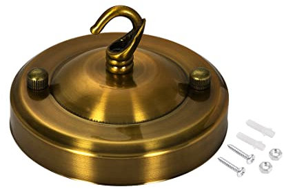 sourcing map Lampe Metall Deckenbaldachin mit Haken, Retro Licht Baldachin Satz, für Beleuchtungszubehör DIY, 104mm 4,1 Zoll Gold Bronze