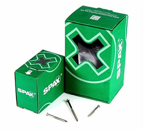 SPAX Lot de 100 vis de façade, 4 x 60 mm, filetage partiel, tête fraisée bombée extra petite, T-STAR plus T15, pointe CUT, en acier inoxydable A2-0467000400603