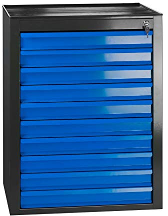 ADB Schubladenschrank MAMMUT maxi Korpus RAL 7016 Front RAL 5012, aus Metall, für die Werkstatt als Werkzeugschrank, Hergestellt in der EU