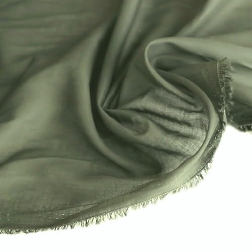 TOLKO Baumwollstoffe Sommer Batist aus 100% Baumwolle | weicher Nesselstoff als Modestoff Kleiderstoff Dekostoff | Stoffe zum Nähen Meterware Baumwolle (Oliv 145cm breit)