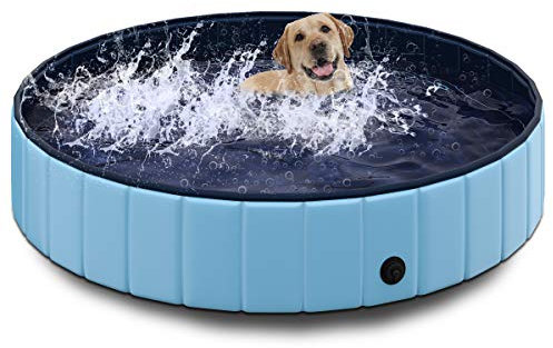 TOSANEO Hundepool Swimmingpool Pool Plantschbecken Badewanne Hundebadewanne Schwimmbecken für Hunde und Katzen platzsparend faltbar Blau Ø 160cm x H 30cm