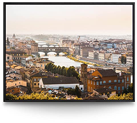 Wandbild Skyline Florenz - 160cm x 120cm Leinwand auf 2cm Keilrahmen mit Schattenfugenrahmen schwarz