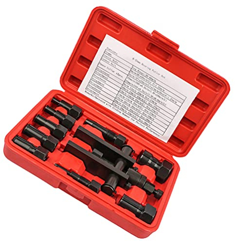 Angoily Bearing Puller Bearing Separator Kit: 10pcs Blind Hole Collet Race and Seal Puller Extractor Kit Slide Hammer Insert Inner Internal Removal Tool Set, Red, 21.8x15cm