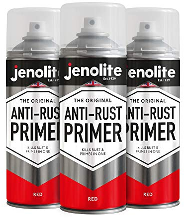JENOLITE Spray Apprêt Antirouille | ROUGE | 3x400ml | Apprêt Métal Haute Performance | Protection Contre la Rouille & Corrosion | Idéal pour Voitures, Radiateurs, Meubles de Jardin & plus
