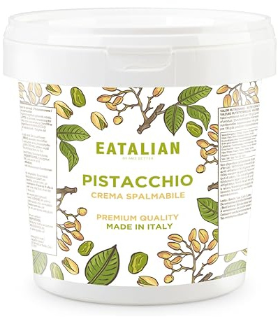 EATALIAN by AMZ BETTER Crema de Pistacho, Deliciosa Crema para Untar con un Sabor Dulce y Único, Ideal para Pan, Perfecta con Helado, Excelente para Dubai Chocolate, 1000 gr Made in Italy