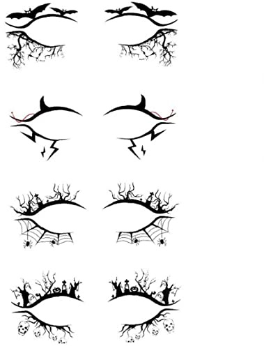 Halloween Eyeliner-Aufkleber 4 Paare Selbst Klebende Instant Augenlinie Streifenaufkleber Make-up Set Halloween Lidschatten Tattoo Aufkleber