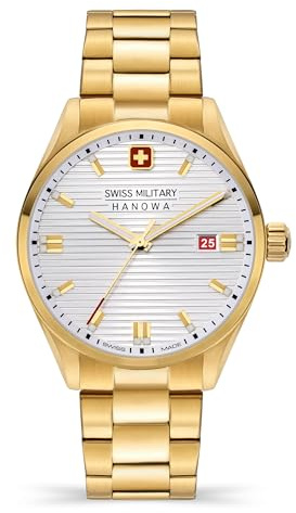 Swiss Military Roadrunner Herren Armbanduhr mit Band aus Edelstahl, in der Farbe: Gold, Durchmesser: 40mm, SMWGH2200110