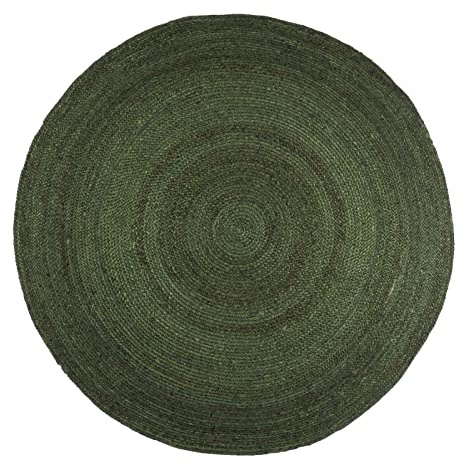 Vipanth Exports Jute-Teppich für Wohnzimmer, rund, 60 x 60 cm, Grün