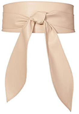 LumiSyne Kvinnor Obi-bälte brett cinch-bälte mjukt PU-läder knyt upp runt midjebälte knutet midjeband korsett bälte för klänning, BEIgE, one size