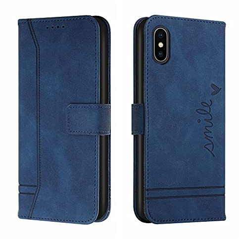 Trugox Handyhülle für Apple iPhone XS Max Hülle Klappbar Klapphülle mit Kartenfach Handytasche Handy Schutzhülle Tasche Leder Wallet Flip Case Slim Book Cover - Blau