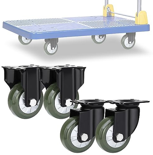 4er SET Schwerlastrollen 75mm 100mm 125mm 150mm Vollgummi Rollen, 360°Drehbar Leise Pannensichere Lenkrolle, Ersatz Rollen Mit Bremse, Für Trolleys, Möbelroller, Werkbank Rollen ( Color : Fixed+Swivel