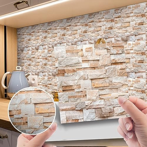 Adhésive Décorative À Carreaux, 20 Pièces Imitation Cuir Style Brique 3D Imitation Pierre Imperméables Auto-adhésifs Décoration Pour Salle De Bains Et Cuisine Stickers Carrelage, ( Color : G , Size :