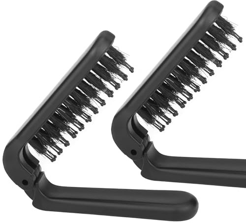 Ancable 2Pcs Travel Folding Hair Brush, Collapsable Portable Pocket Boar Bristle for Thin/Thick Hair, Mini Hairbrush for Men Women Kids, Wet/Dry Hair, Restore Shine, Black