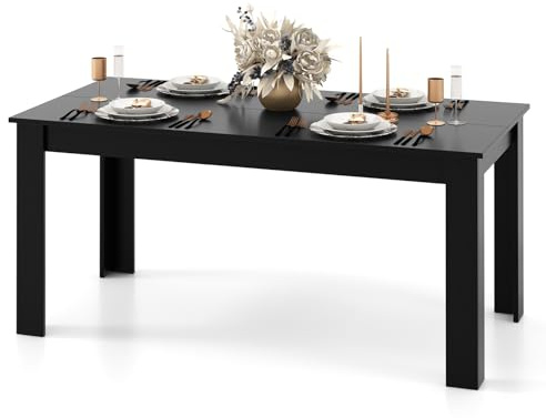 RELAX4LIFE Esstisch 160 x 80 x 77 cm, Esszimmertisch für 4 Personen, Küchentisch aus Holz, Speisetisch Modern, Holztisch für Esszimmer Küche (Schwarz)
