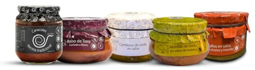 Pack Gourmand 5. Compote de Queue de bœuf 640gr + Joues de porc au vin blanc 440gr + Escargots en sauce 550gr + Pieds de porc sauce cèpes 610gr + Tripes au jambon, chorizo, sauce boudin 560gr.