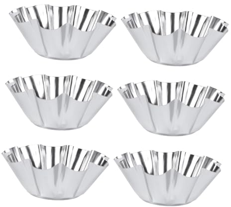 ABOOFAN 6pcs Chrysanthemum Mold Stainless Steel Tart Pans for Cupcake Baking Molds for Home Cafes Restaurants Dessert Parties