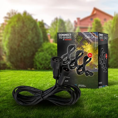 Briloner - Sistema da giardino Connect to Shine 12V Set di 3 pezzi Cavo di prolunga da 2 m, set di prolunghe, IP67 contro l'immersione temporanea, connessione a spina, 2 m, nero