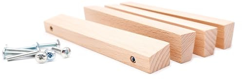 JOWE Möbelgriffe aus Holz inkl.Schrauben - 4 Stk Griffleisten aus Buche natur| Form: Trapez, Bohrabstand 160 mm