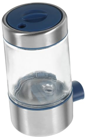 Amosfun Stainless Steel Press Shaker Spice Dispenser with Glass Bottle for Kitchen Condiments and Seasoning Control