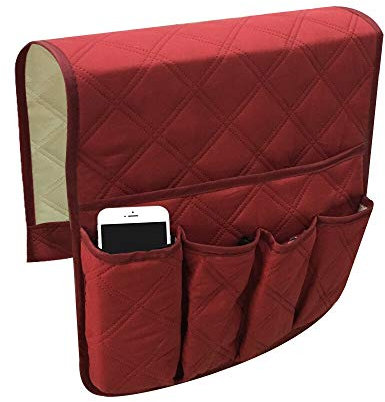 Crepundia Sofa Organizer,Sofa Armlehnen Organizer Fernbedienung Caddy Arm Stuhlhalter Lagerung Organizer Armlehne Couch Taschensofa Organizer 5 Pocket Couch Arm Rest 90x32cm(A)