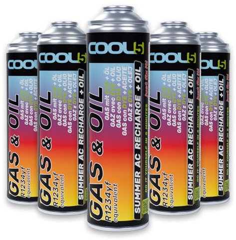 Cool5 réfrigérant de Remplacement r1234yf pour climatisation Automobile - 5 boîtes 2en1, 290g