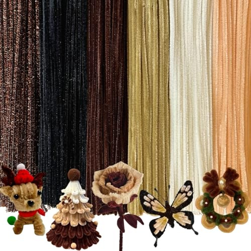 180 Pcs Pfeifenputzer zum Basteln,6 Verschiedene Braun Pfeifenreiniger | Gradientbraun,Pfeifenreiniger Braune,Inklusive Pfeifenreiniger Glitzer,Chenilledraht,Pipe Cleaner für Kreative DIY