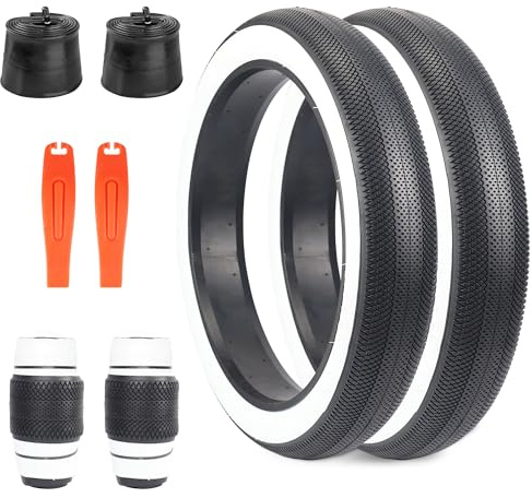 BALINGE E Bike-Reifen in der Größe 20/26 x 4,0 Zoll, robuster, verschleißfester Hochleistungs-E-Bike-Mountainbike-Reifen, Fat Bike-Reifen, 1 Packung, Braun/Weiß/Schwarz