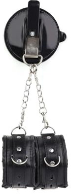 Kutocesy Handschellen Mit Saugnäpfen Bdsm Fetisch Bondage Kit Handschellen Für Sexspiele Leder Sex Fesseln Für Männer Und Frauen (Black)