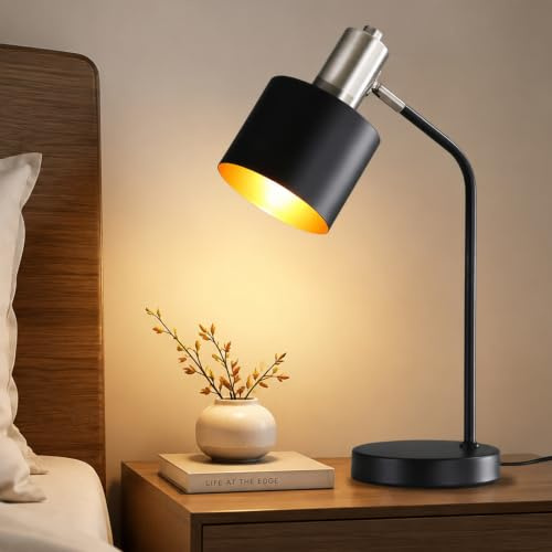 Lichtmaler Tischlampe Schwarz Nachttischlampe E27 - Tischleuchte mit kabel Schreibtischlampe Retro Schwenkbar Leselampe Vintage Kleine für Schlafzimmer Heimbüro Lernzimmer Schlafsaal Wohnzimmer | Schreibtischlampe Retro Schwenkbar Leselampe Vintage Kleine für Schlafzimmer Heimbüro Lernzimmer Schlafsaal Wohnzimmer