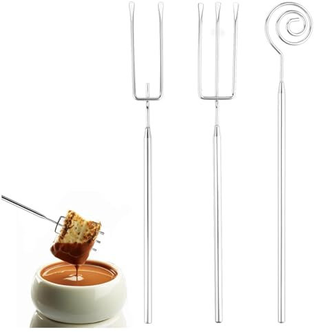 Tenedores de Acero Inoxidable,3 PCS Tenedores de Chocolate para Fondue Chocolate Queso Postres Juego de Cubiertos de Cocina Multiusos Tenedore de Bombones para Chocolates Artesanales
