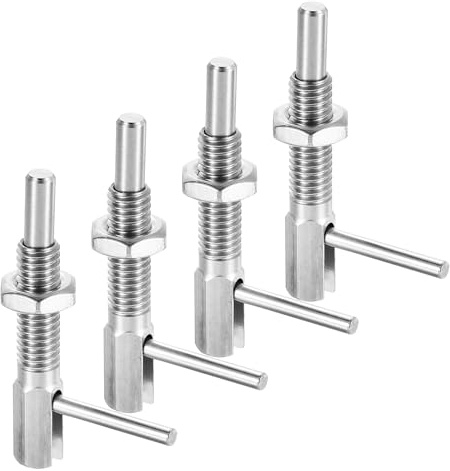 QUARKZMAN 4Pcs Pasador Índice Retráctil, M6 L Pasador Resorte Acero Inoxidable Cerradura Cargada Con Resorte Pasador Bloqueo Telescópico Con Tuerca Para Maquinaria Construcción Naval